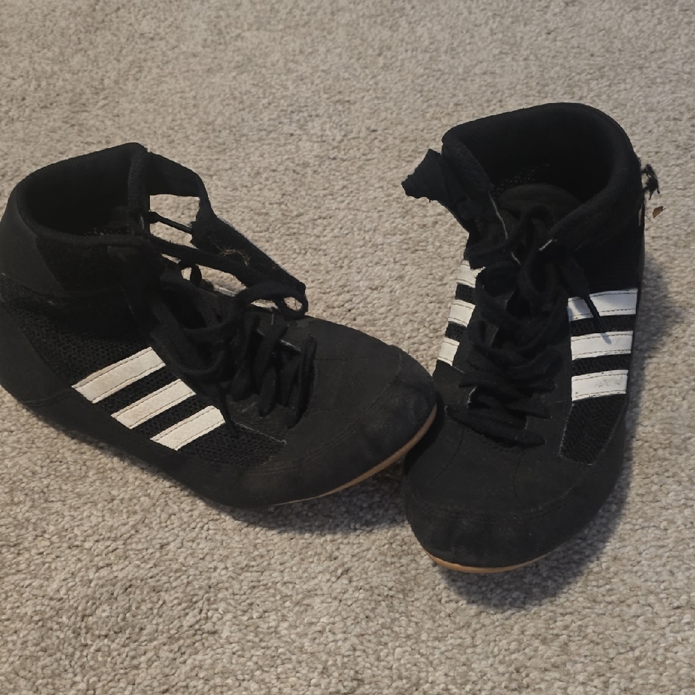 Adidas Black and White High-Top Shoes